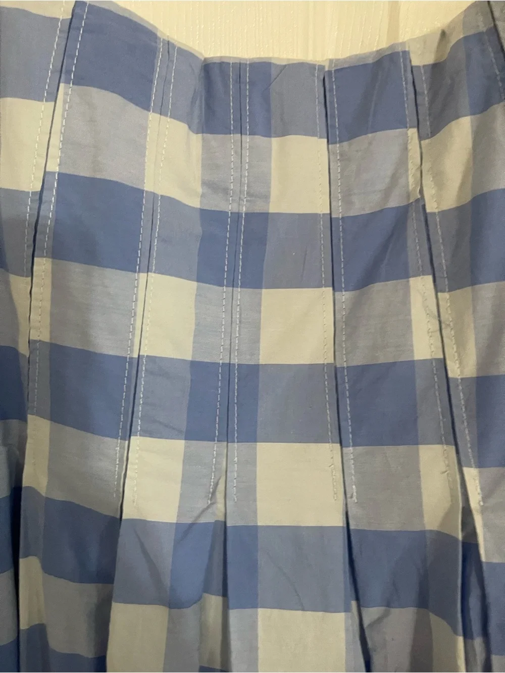 J. Crew Blue and White Gingham NWT Tie-Front top and matching skirt